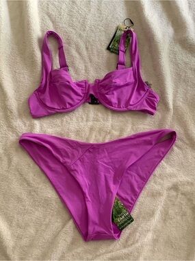 NWT Vetchy L/XL Underwire High Leg 2-Piece Bikini Set Resort Beach Swim Summer